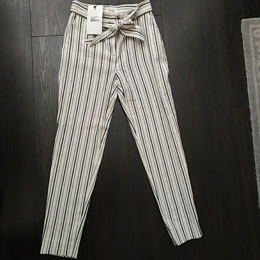 Sezane Armand Linen Striped Pants